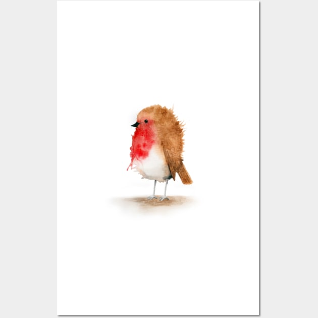 Robin, Bird, Watercolour Illustration Wall Art by emmalejones